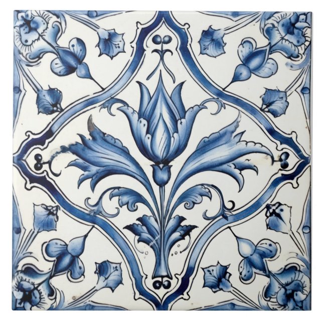 Delft Tile Blau und Weiß Tile Fliese (Vorderseite)