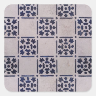 Delft Tile Blue Antiquitätenmuster Quadratischer Aufkleber