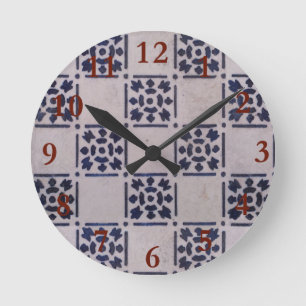 Delft Tile Blue Antiquitätenmuster Runde Wanduhr
