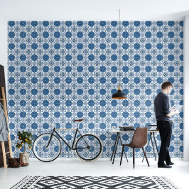 Delft Tile Blue White Tapete