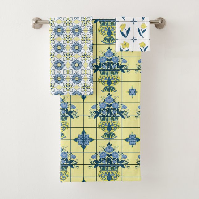 Delft Tile Pattern Badhandtuch Set (Insitu)