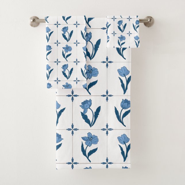 Delft Tile Pattern Badhandtuch Set (Insitu)