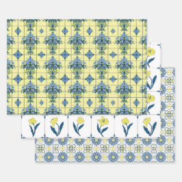 Delft Tile Pattern Geschenkpapier Set