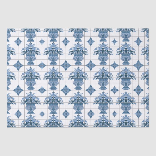 Delft Tile Pattern Seidenpapier (Vorderseite)