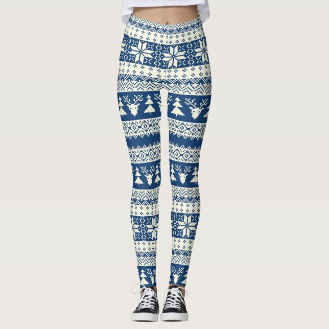 Delft-Weihnachtsstrickjacke Leggings (Vorderseite)