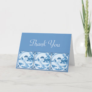 Delft Windmill Vintage Art Thank You Card Dankeskarte