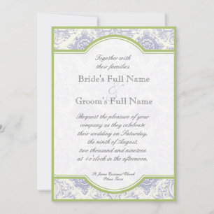 Delfter Blau Iris Vierpass - Hochzeitseinladung Einladung