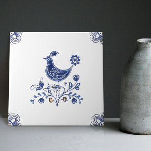 Delfter Blau Niederländischer Stil Vogel Blumen In Fliese