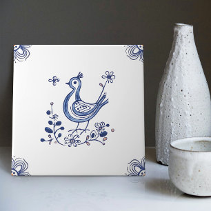 Delfter Blau Niederländischer Stil Vogel Blumen In Fliese