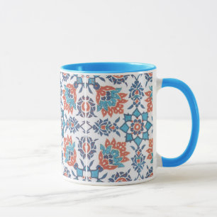 Delfter Blau-Rot-Muster-Kunst-Kaffeetasse Tasse