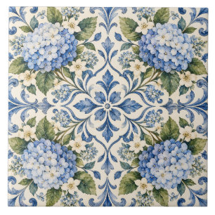 Delfter Blaue Hortensien-Blumen-Keramikfliese Fliese