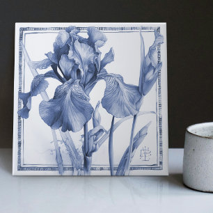 Delfter Blaue Iris Wanddekoration Art Nouveau Aqua Fliese