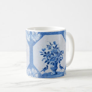 Delfter Blaue Vögel florale französische Landhaus Kaffeetasse