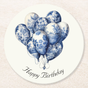 Delfter Blauwe Ballonnen, anpassbar  Runder Pappuntersetzer