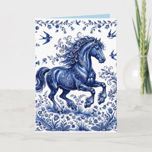 Delfter Delftware-Stil Friesenhengst auf der Wiese Dankeskarte