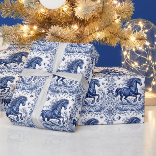 Delfter Delftware-Stil Friesenhengst auf der Wiese Geschenkpapier
