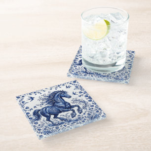 Delfter Delftware-Stil Friesenhengst auf der Wiese Glasuntersetzer