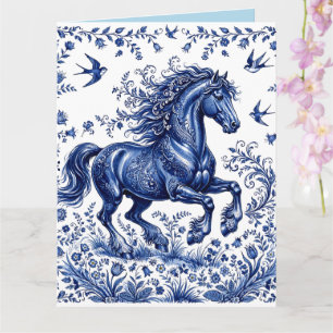 Delfter Delftware-Stil Friesenhengst auf der Wiese Karte
