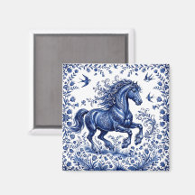 Delfter Delftware-Stil Friesenhengst auf der Wiese