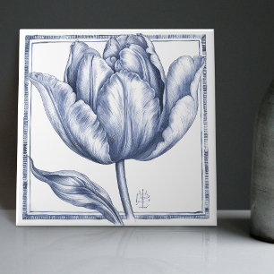 Delfter Tulpen-Wanddekoration Art Nouveau Aquarell Fliese