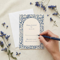 Delftware vintage Blaue Blumengewölbe-RSVP-Antwort