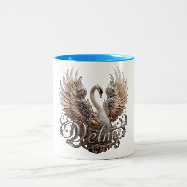 "Delfy Band Logo" Zweifarbige Tasse (Mittel)