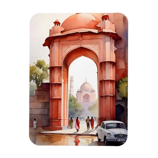Delhi Aquarellkunst Magnet (Vertikal)