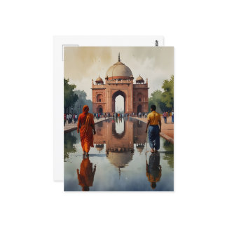Delhi Aquarellkunst Postkarte