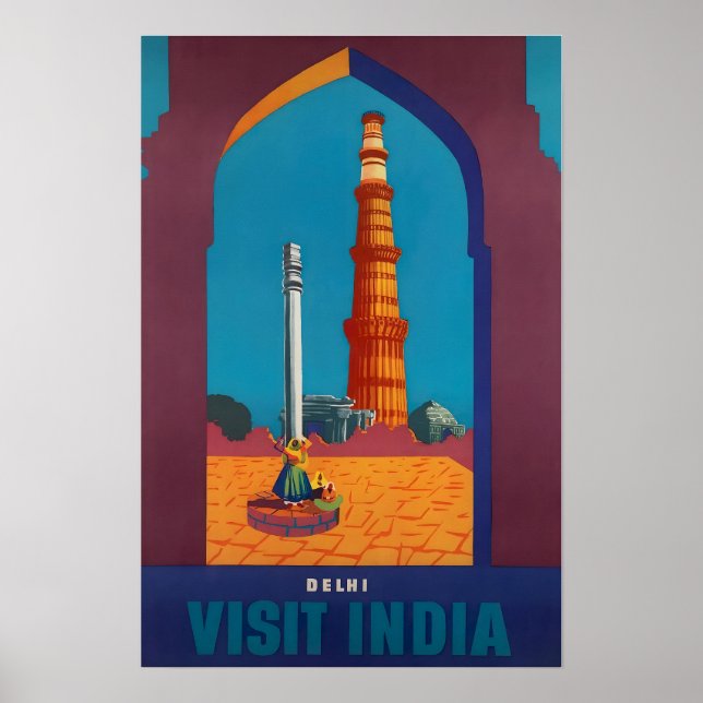 Delhi Art India Travel Poster Indian Print  (Vorne)