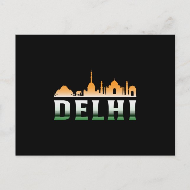 Delhi India City City Cityscape Skyline Trip Funny Postkarte (Vorderseite)