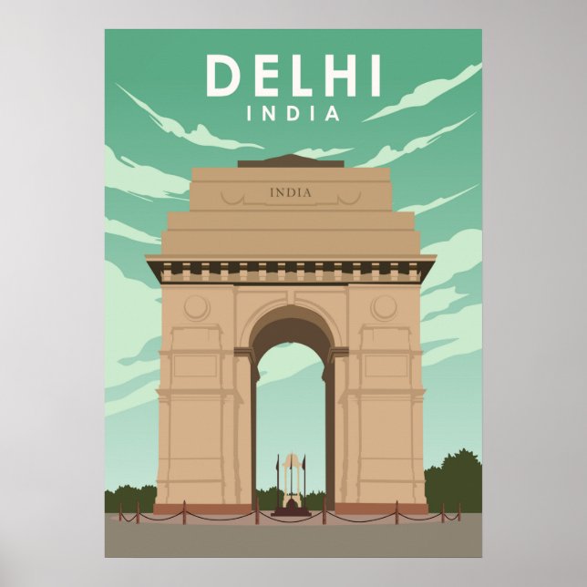 Delhi India Illustration Travel Poster (Vorne)