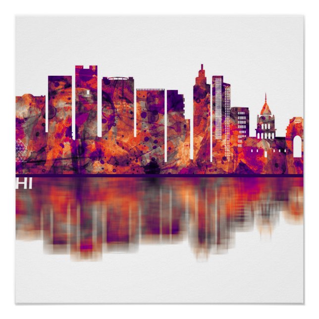 Delhi India Skyline Poster (Vorderseite)