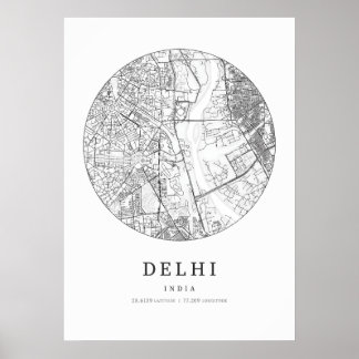 Delhi India Street Layout Karte Poster