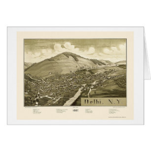 Delhi, NY panoramische Karte - 1887