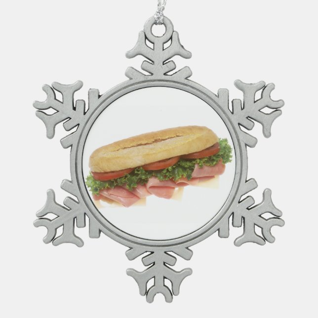Deli Sandwich Schneeflocken Zinn-Ornament (Vorderseite)