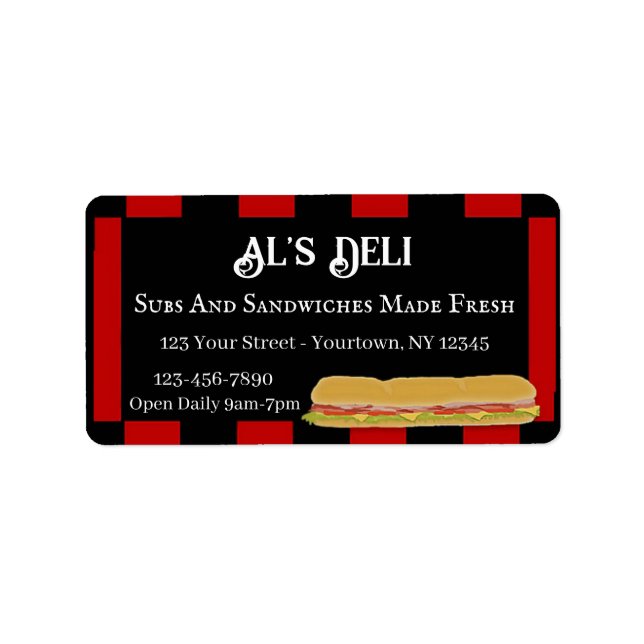 Deli Sub Business Adressaufkleber (Vorne)