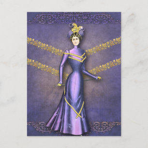 DELIA: 1890ER-JAHRE IN Lila und goldenem DRESS Postkarte