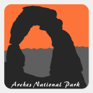 Delicate Arch in Arches National Park - Utah, USA Quadratischer Aufkleber