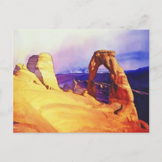"Delicate Arch" Wüstenlandschaft Wasserfarbe Postkarte (Vorderseite)