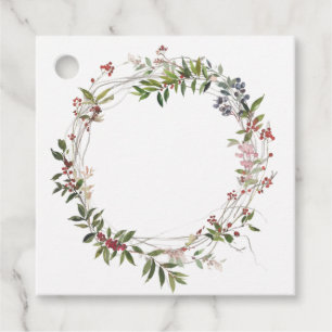 Delicate Berry and Foliage Wreath Gift Tag Geschenkanhänger
