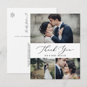 Delicate Black 3 Foto Collage Vielen Dank Postkarte