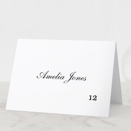 Delicate Black Script Guest Name Platzkarte Tischnummer