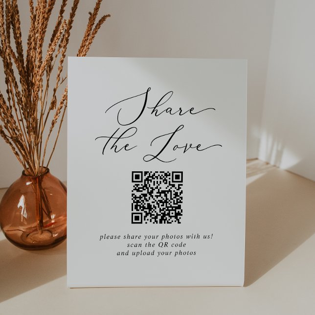Delicate Black Share die Liebe QR Code Hochzeit Sockelschild (Von Creator hochgeladen)
