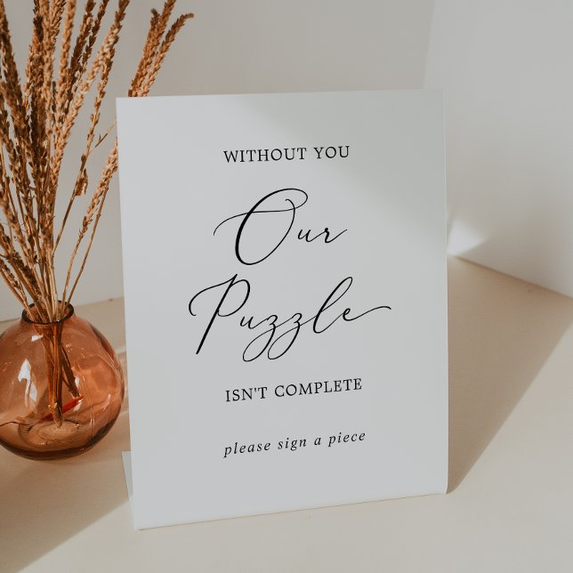 Delicate Black Wedding Puzzle Gästebuch Sockelschild (Von Creator hochgeladen)