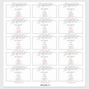 Delicate Bloom Blush Rose Gastadresse Aufkleber