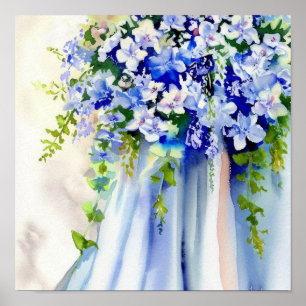 Delicate Blue, Bridal Cascading Bouquet 1, Poster