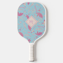Delicate Blue Florals und Bows Pickleball Schläger