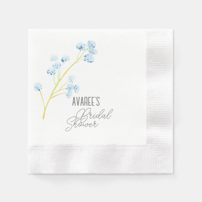 Delicate Blue Wildblume Brautparty Serviette (Vorderseite)