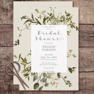 Delicate Boho Greenery Brautparty Einladung