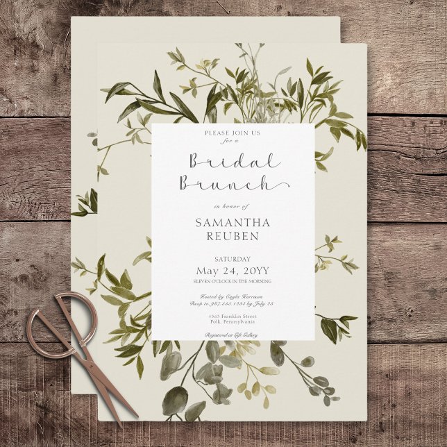 Delicate Boho Greenery Bridal Brunch Einladung (Delicate Boho Greenery Bridal Brunch Invitation)